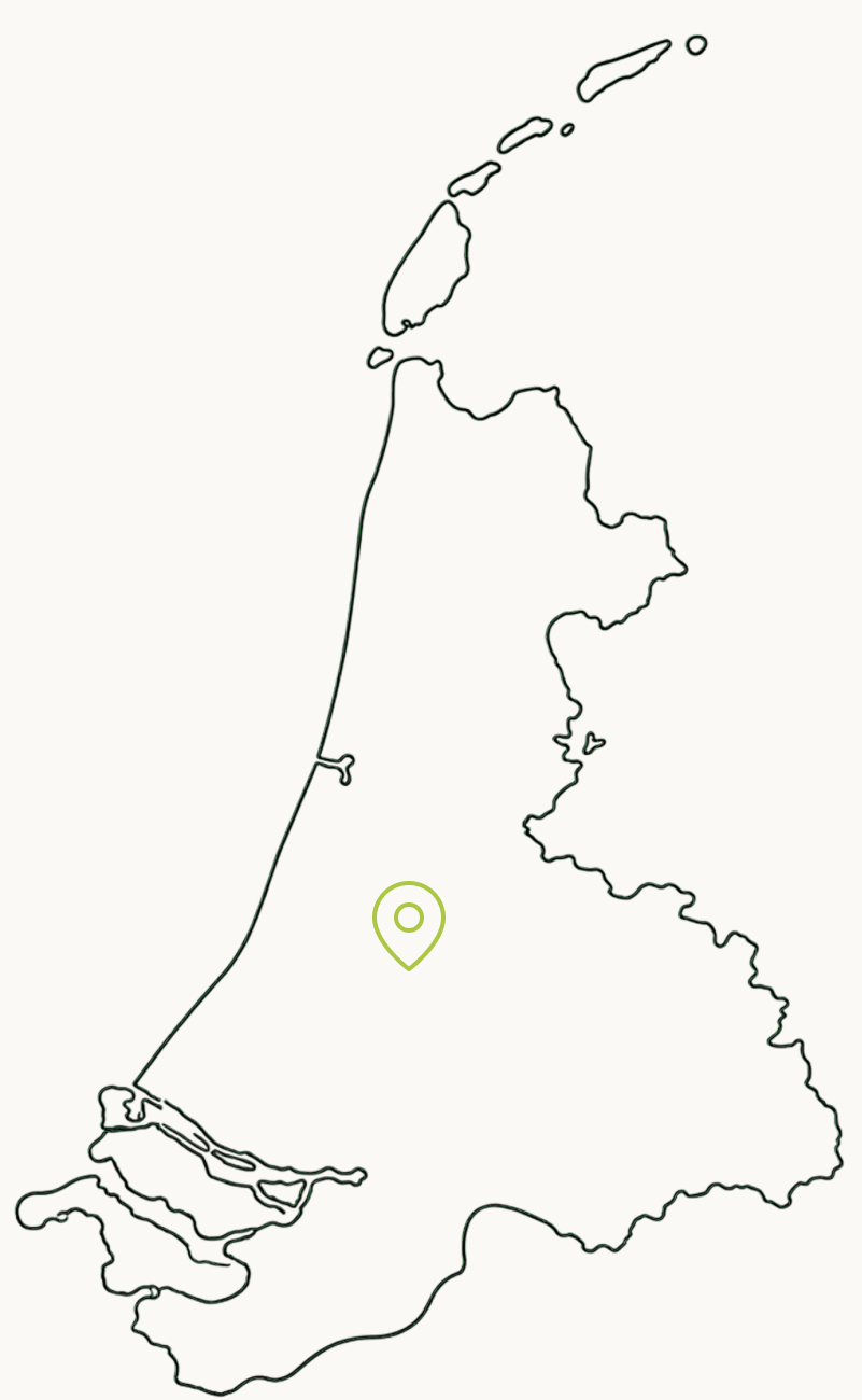Kaart van Noord- en Zuid-Holland met de vestiging van LBH Bouw in Ter Aar